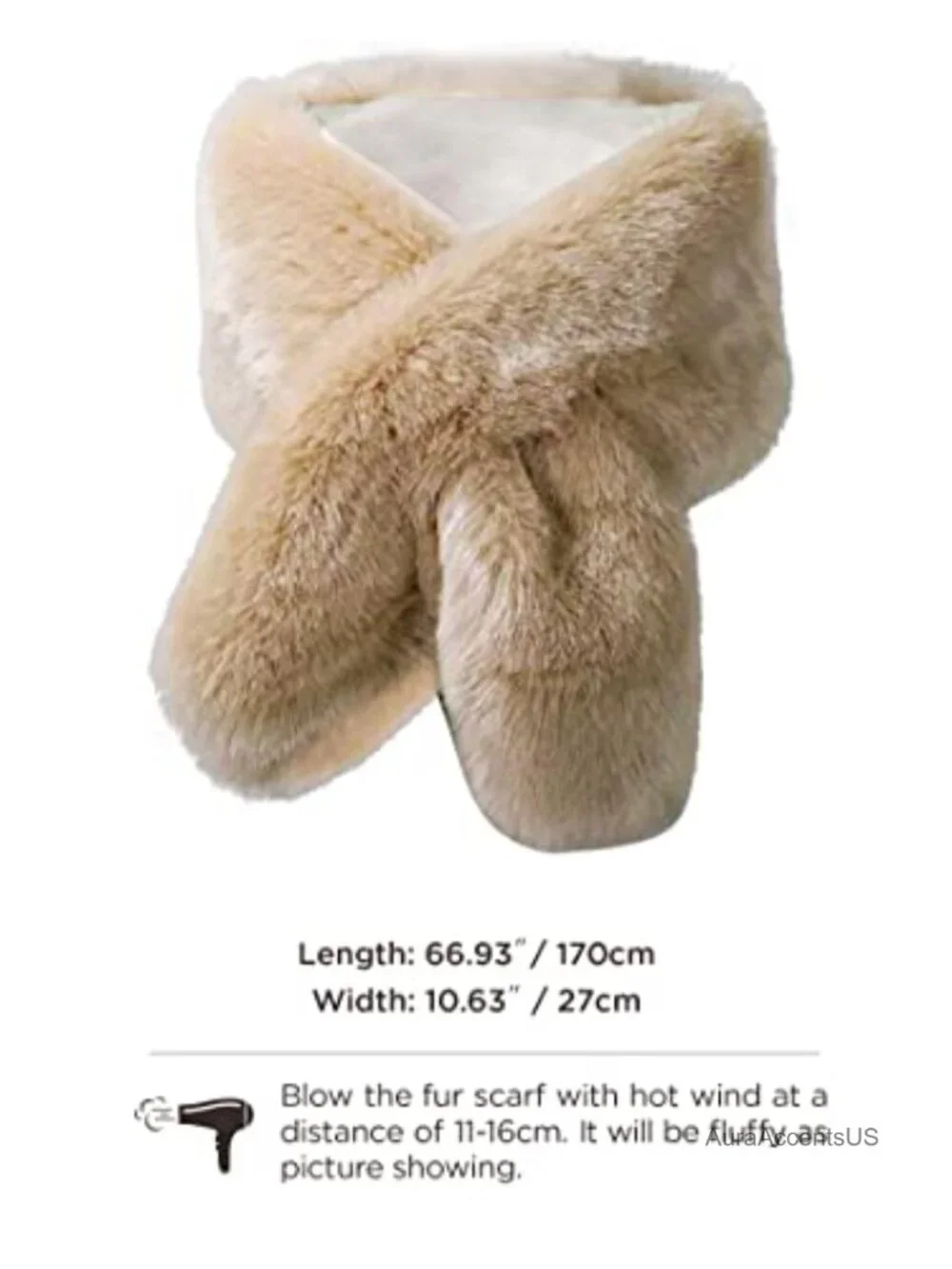 Faux Fur Collar Shawl Scarf Wrap Cape Winter Coat Accessory